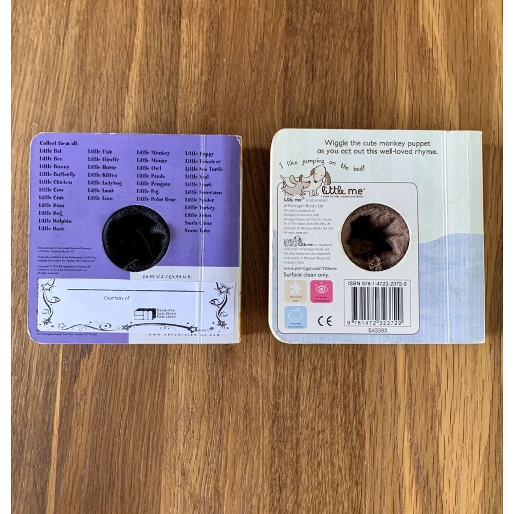 2 FINGER PUPPET BOARD BOOKS Little Cat & Five Little Monkeys Interactive Bundle - Picture 2 of 6